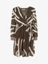 Robe évasée à imprimé abstrait - Marron - 1
