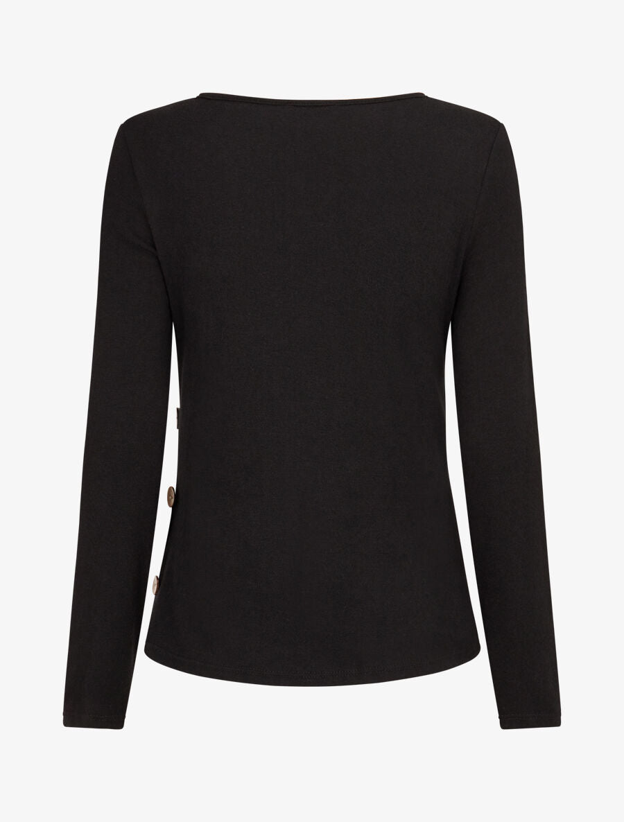 Pull fin à empiècement imprimé marguerites stylisées - Noir - 2