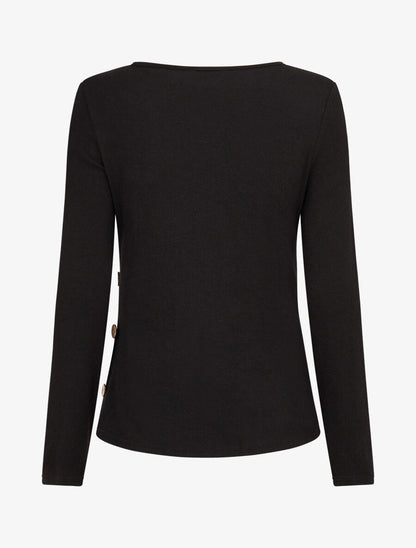 Pull fin à empiècement imprimé marguerites stylisées - Noir - 2