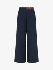 Pantalon ample taille haute à ceinture décorative - Marine - 1