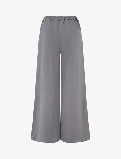 Pantalon ample à pan et bijou métallique - Gris - 2