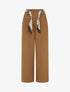 Pantalon uni ceinture satinée imprimée - Camel - 1