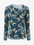 Top droit irisé imprimé ronds fantaisies - Bleu canard - 1