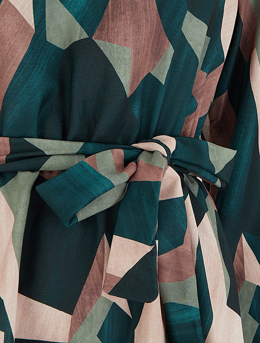 Blouse péplum à imprimé abstrait - Vert sapin - 3