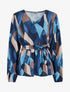 Blouse péplum à imprimé abstrait - Marine - 1