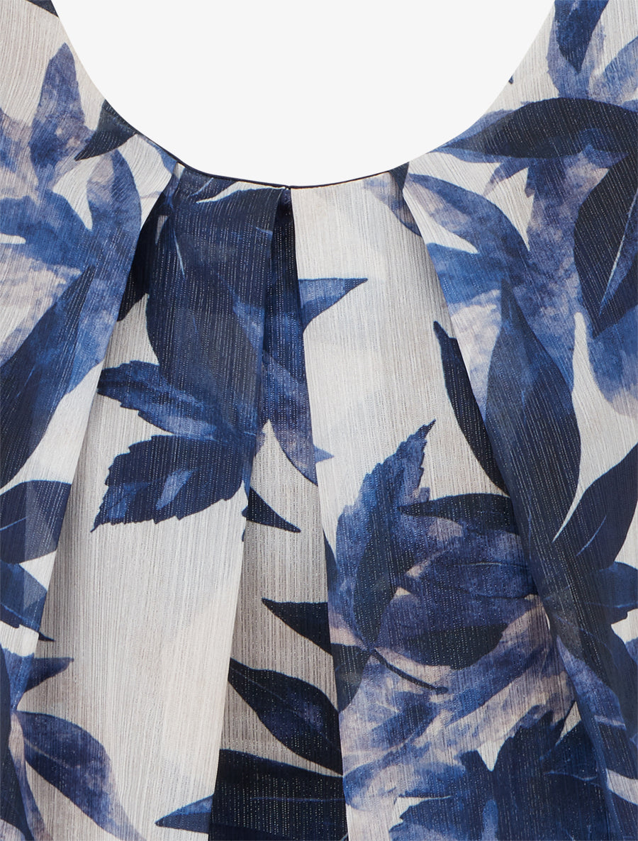 Top boule irisé imprimé feuilles - Marine - 3