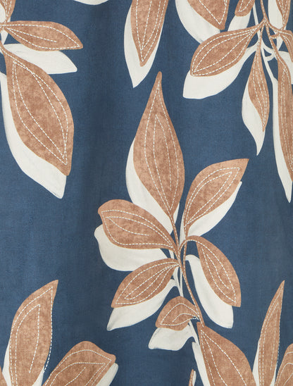 Jupe longue en suédine imprimé feuilles - Marine - 3