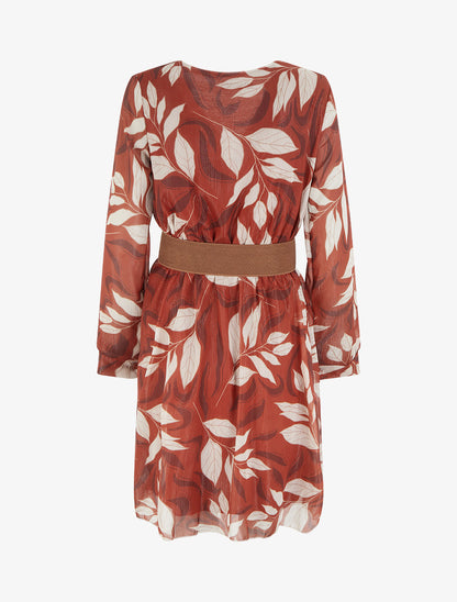 Robe irisée à imprimé feuillage - Rouille - 2