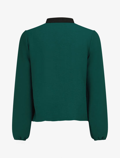 Blouse coupe boule à liseret contrastant - Vert sapin - 2