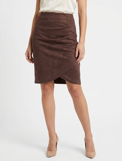 Portefeuille rok in suèdine stijl - Bruin