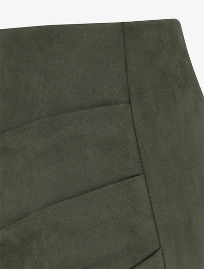 Jupe style portefeuille en suédine - Kaki - 3
