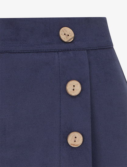 Jupe-short en suédine style portefeuille - Marine - 3