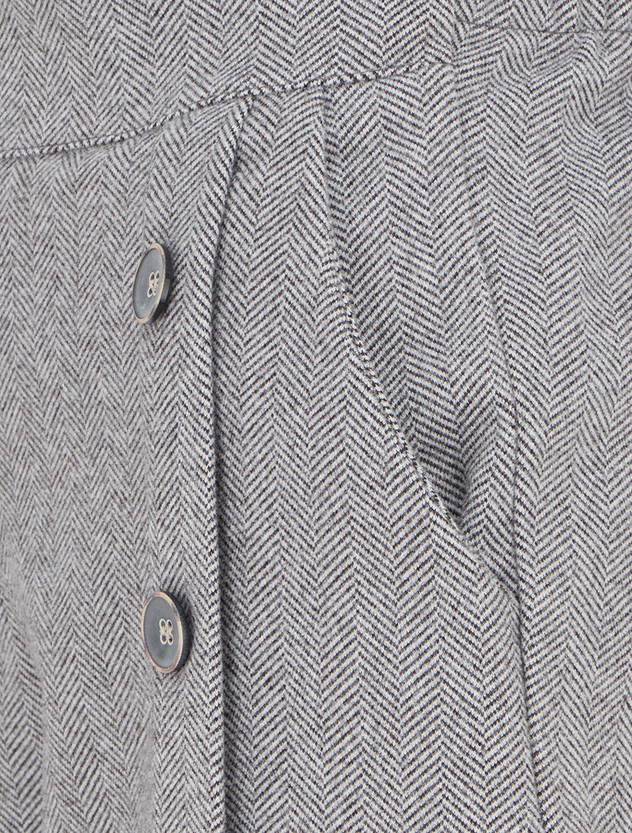 Short en feutrine à taille haute et boutons décoratifs - Gris - 3