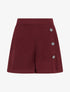 Short en feutrine à taille haute et boutons décoratifs - Bordeaux - 1