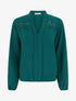 Top boule à col V et dentelle - Vert sapin - 1