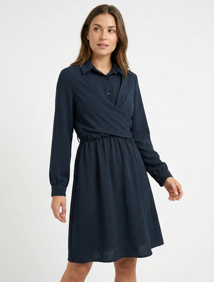 Blousejurk met strikdetail - Marine