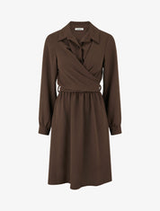 Robe chemise à pan à nouer - Marron - 1