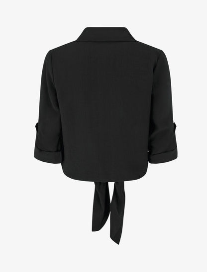 Chemise unie à nouer - Noir - 2