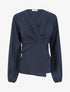 Blouse unie à col cache-coeur - Marine - 1