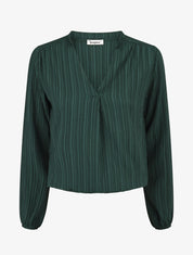 Blouse col V à plis - Vert forêt - 1