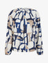 Blouse imprimé rétro à col rond - Marine - 1