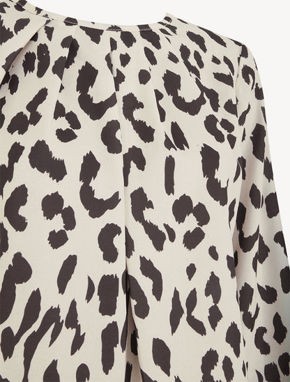 Blouse imprimé vache à col rond - Marron - 3
