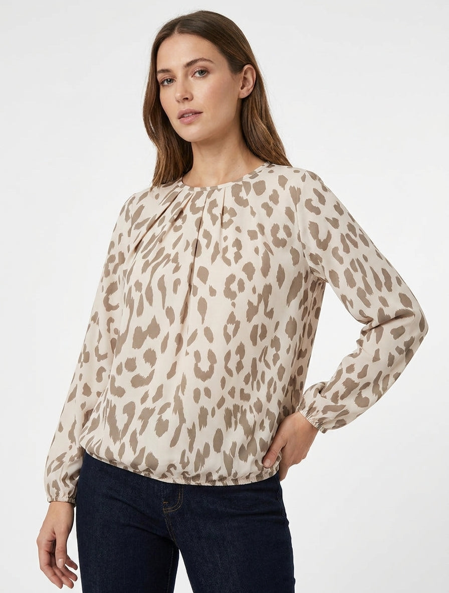 Ronde hals blouse met koeienprint - Mol