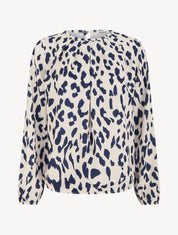 Blouse imprimé vache à col rond - Marine - 1
