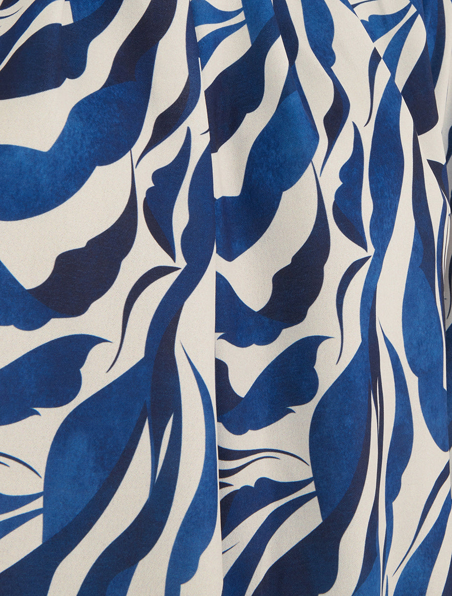 Blouse imprimé abstrait à col rond - Marine - 3