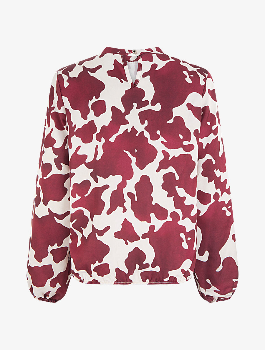 Blouse satiné imprimé vache - Lie de vin - 2