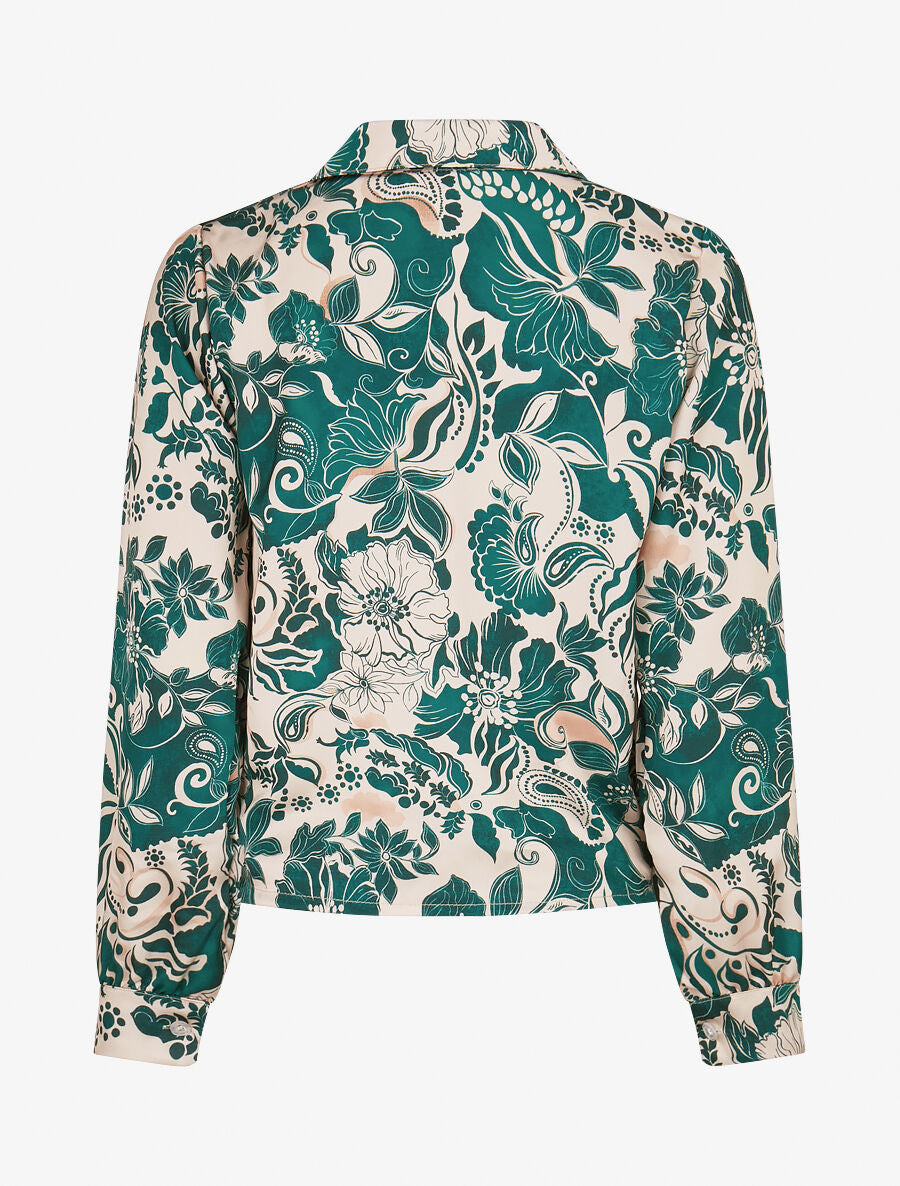 Chemise fluide à nouer imprimé fleuri - Vert - 2