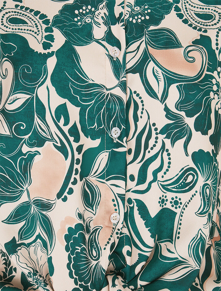 Chemise fluide à nouer imprimé fleuri - Vert - 3