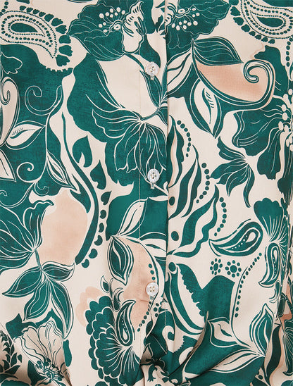 Chemise fluide à nouer imprimé fleuri - Vert - 3