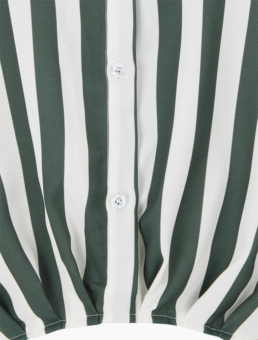 Blouse style chemise à rayures - Kaki foncé - 3