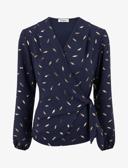 Top style portefeuille à plumes irisées - Marine - 1