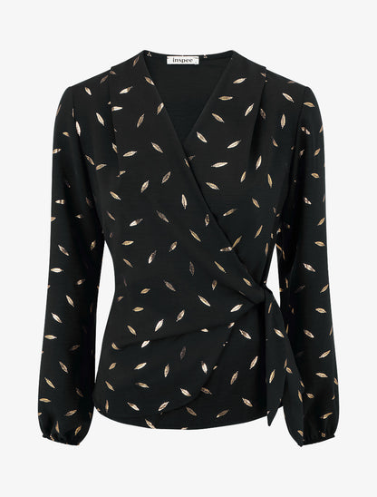 Top style portefeuille à plumes irisées - Noir - 1