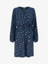 Robe élastiquée à plumes irisées - Marine - 1