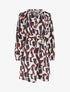 Robe satinée à manches longues et imprimé graphique - Noir - 1