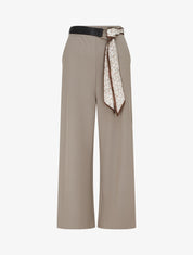 Pantalon ample à taille haute et ceinture style foulard - Taupe - 1