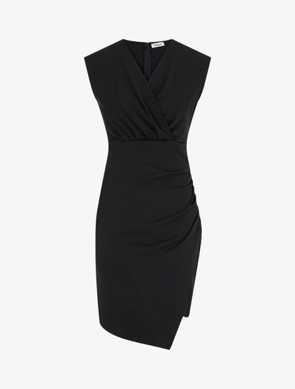 Robe sans manches style portefeuille à effet drapé - Noir - 1