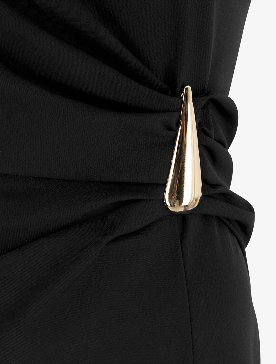 Robe sans manches effet drapé - Noir - 3
