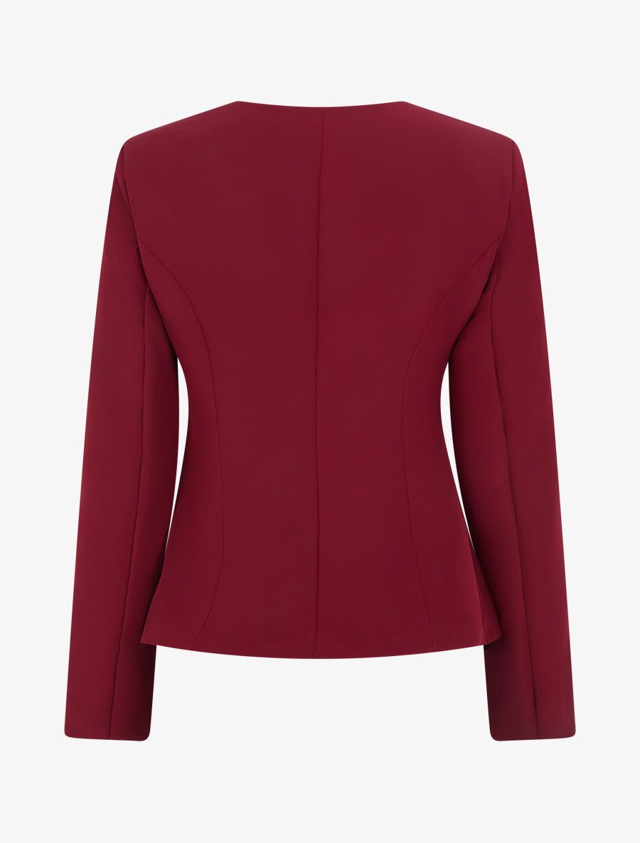 Veste un bouton à épaulettes et col rond - Bordeaux - 2