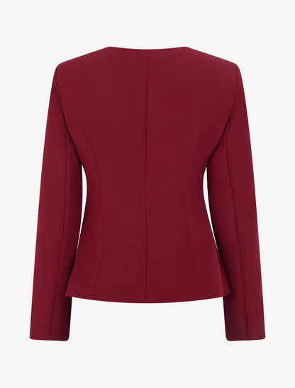 Veste un bouton à épaulettes et col rond - Bordeaux - 2