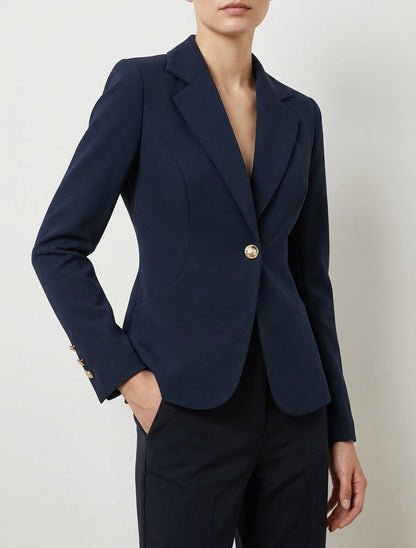 Getailleerde blazer met één knoop en schoudervullingen - Marine