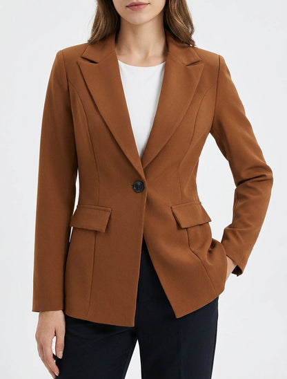 Basisblazer met schoudervullingen - Kameel