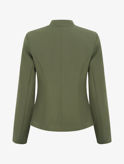 Veste cintrée à épaulettes et zip - Kaki - 2