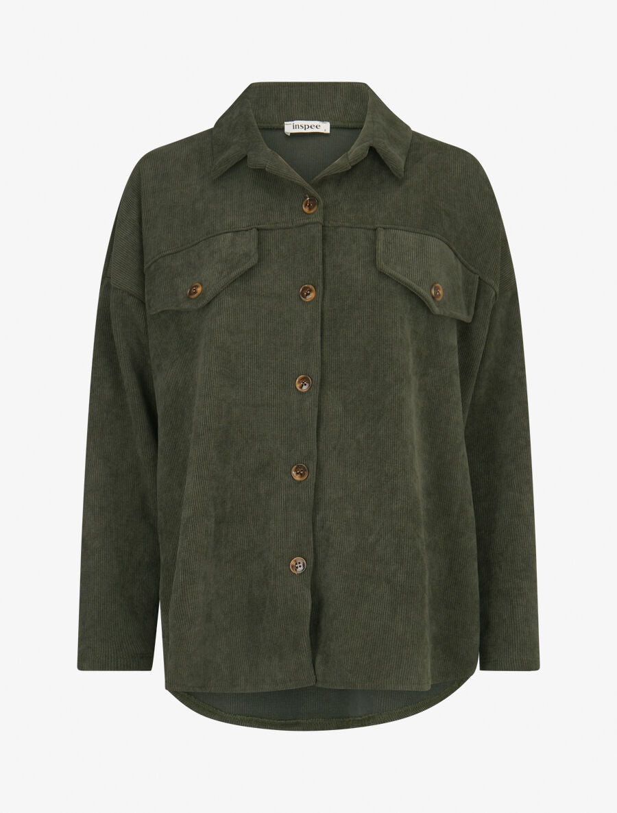 Surchemise côtelée basique - Kaki - 1