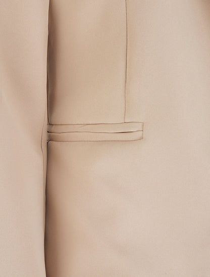 Veste ouverte à col cranté et épaulettes - Beige - 3