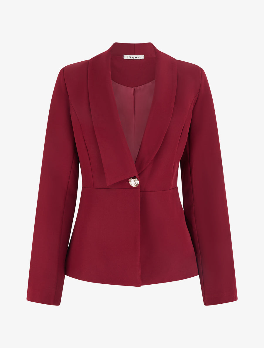 Blazer uni à col droit stylisé - Bordeaux - 1
