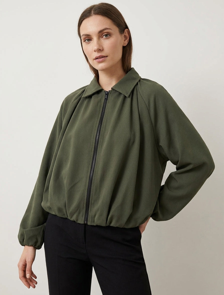 Bomber met elastische boorden - Kaki